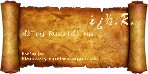 Őry Ruszlána névjegykártya